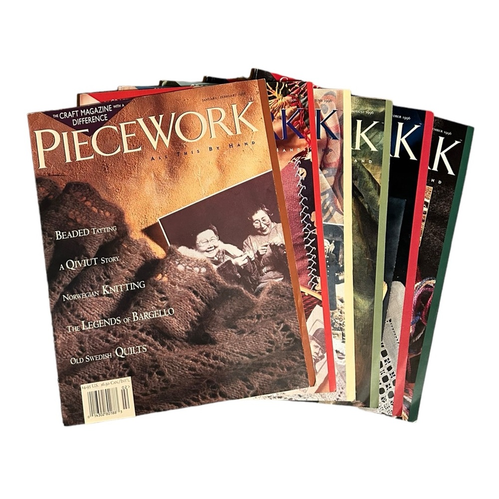 Vintage 1996 PIECEWORK Magazine Complete Year Needlework Embroidery Cottagecore